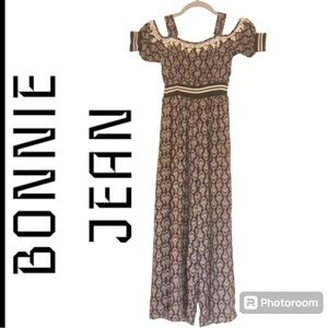 Bonnie Jean Black and White Patterned Jumpsuit